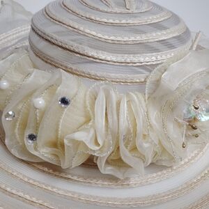 Elegant Cream Women's Hat with Embellishments